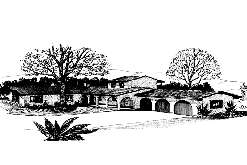 Home Plan - Exterior - Front Elevation 3 for Mediterranean House Plan #320-773 - 4 bed, 3.5 bath