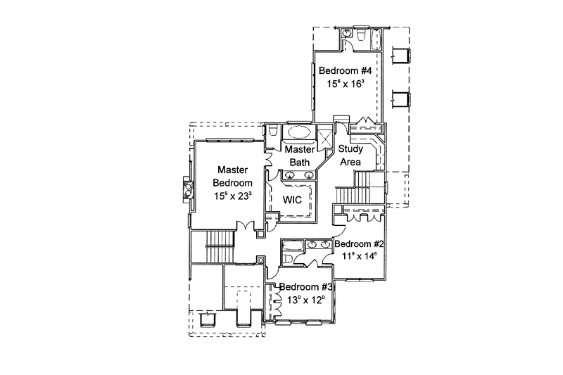 Home Plan - Floor Plan - Upper Floor for Colonial House Plan #429-254 - 4 bed, 3.5 bath