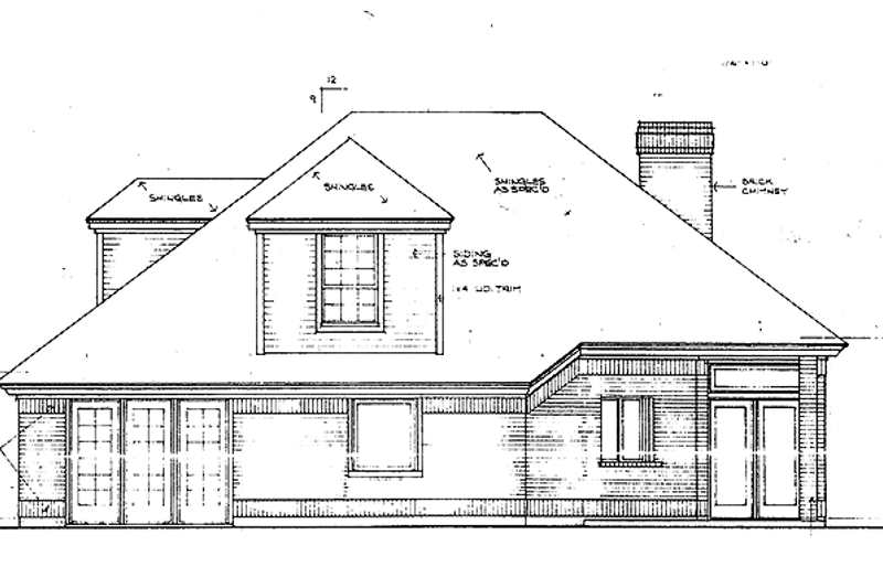 House Blueprint - Exterior - Rear Elevation for Country House Plan #310-1002 - 3 bed, 2.5 bath