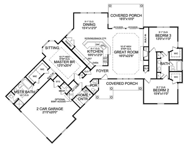 Craftsman Floor Plan - Main Floor Plan #314-270