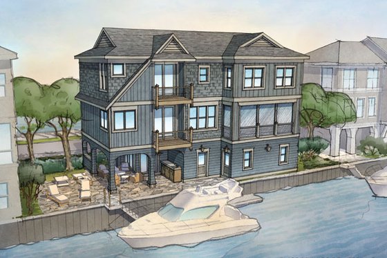 Exterior - Rear Elevation for Contemporary House Plan #928-270 - 3 bed, 4.5 bath