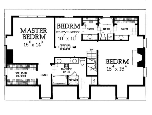 Home Plan - Colonial Floor Plan - Upper Floor Plan #72-982