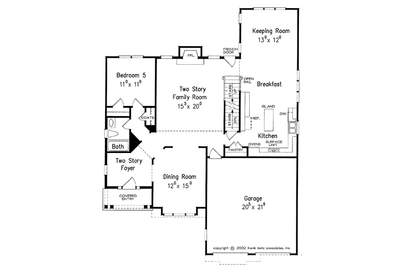 House Blueprint - Floor Plan - Main Floor for Colonial House Plan #927-888 - 5 bed, 4 bath