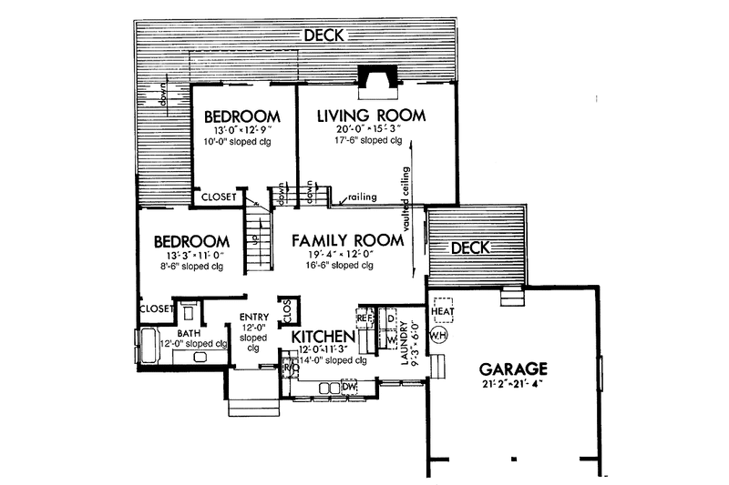 Home Plan - Floor Plan - Main Floor for Contemporary House Plan #320-814 - 3 bed, 2 bath