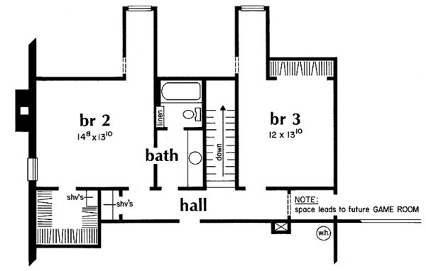 Home Plan - Colonial Floor Plan - Upper Floor Plan #36-597