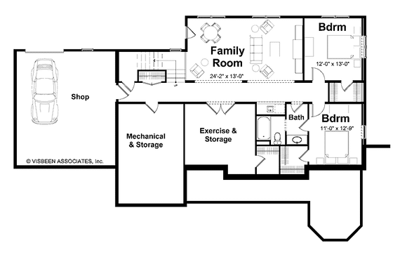 Floor Plan - Lower Floor for Craftsman House Plan #928-84 - 3 bed, 2.5 bath