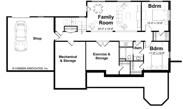 Architectural House Design - Craftsman Floor Plan - Lower Floor Plan #928-84