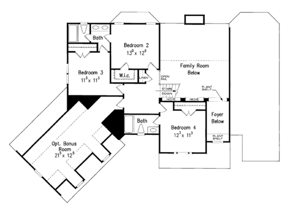 House Design - Colonial Floor Plan - Upper Floor Plan #927-866