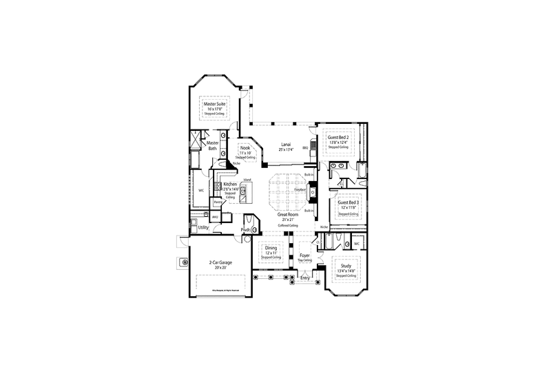 Home Plan - Floor Plan - Main Floor for Mediterranean House Plan #938-51 - 3 bed, 3.5 bath