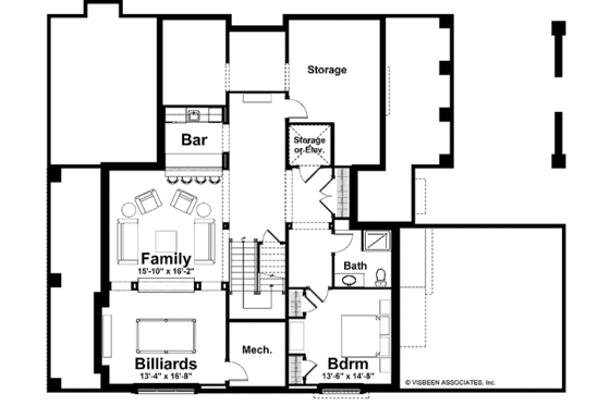 Floor Plan - Lower Floor for Colonial House Plan #928-179 - 5 bed, 5.5 bath