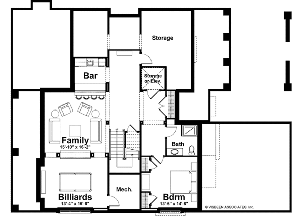 Home Plan - Colonial Floor Plan - Lower Floor Plan #928-179