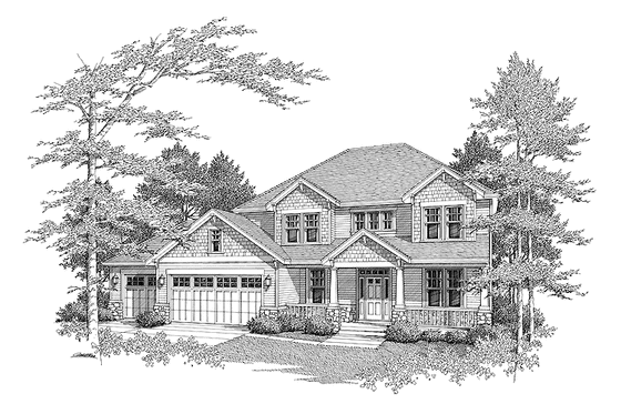 Exterior - Front Elevation 3 for Craftsman House Plan #48-845 - 4 bed, 2.5 bath