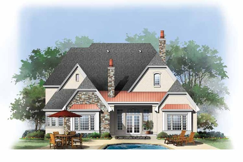Home Plan - Exterior - Rear Elevation 1 for Cottage House Plan #929-841 - 5 bed, 4 bath