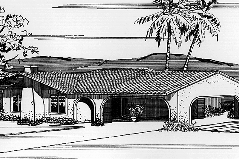 House Blueprint - Adobe / Southwestern Exterior - Front Elevation Plan #320-1376