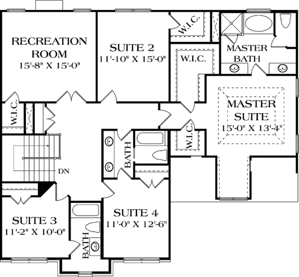 Dream House Plan - Traditional Floor Plan - Upper Floor Plan #453-552