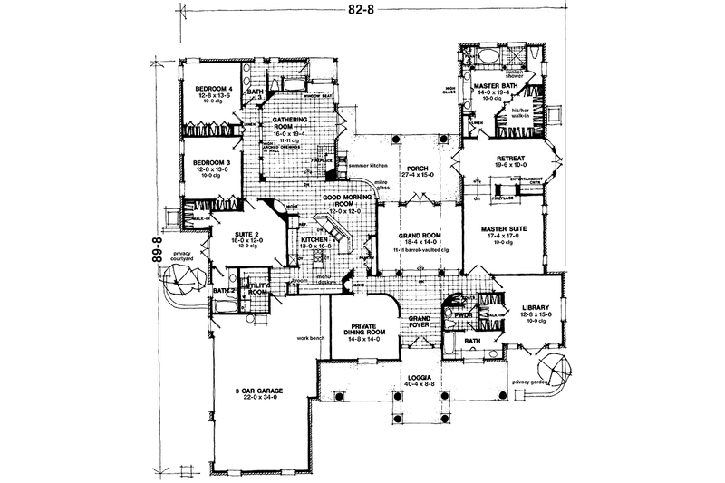House Blueprint - Floor Plan - Main Floor for Country House Plan #1007-1 - 4 bed, 4 bath