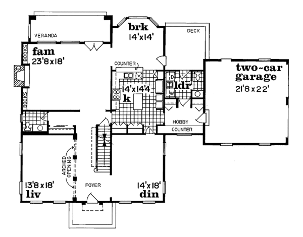 House Plan Design - Country Floor Plan - Main Floor Plan #47-1029