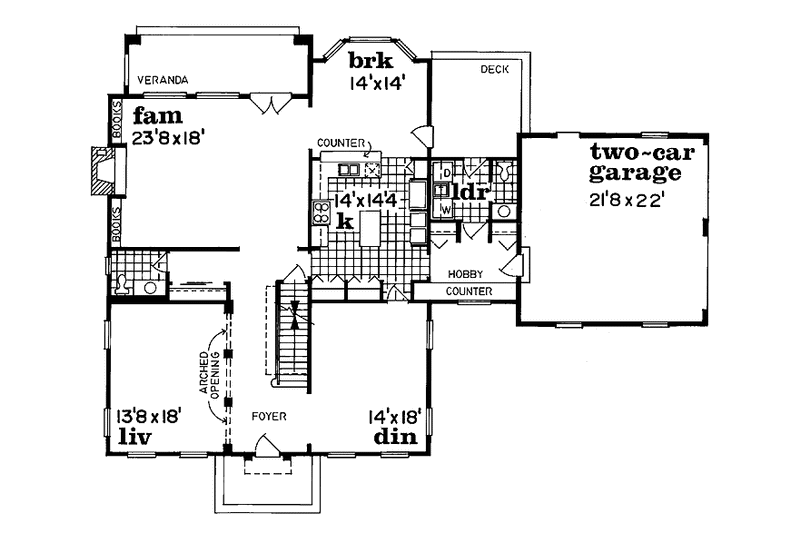 House Blueprint - Floor Plan - Main Floor for Country House Plan #47-1029 - 4 bed, 3.5 bath