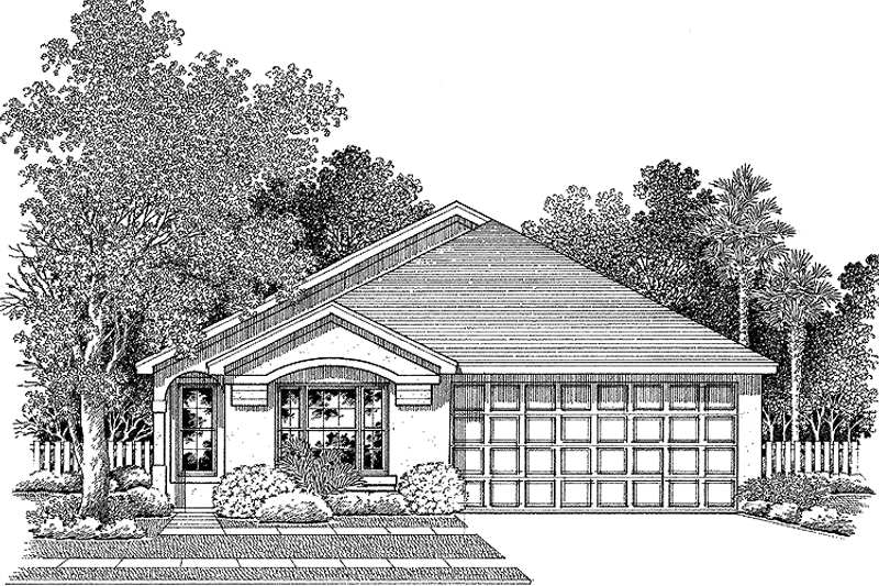 Home Plan - Exterior - Front Elevation 3 for Mediterranean House Plan #999-95 - 3 bed, 2 bath