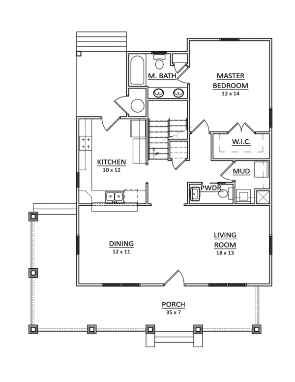 Architectural House Design - Craftsman Floor Plan - Main Floor Plan #936-9