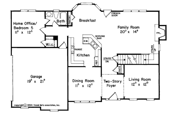 Home Plan - Colonial Floor Plan - Main Floor Plan #927-48