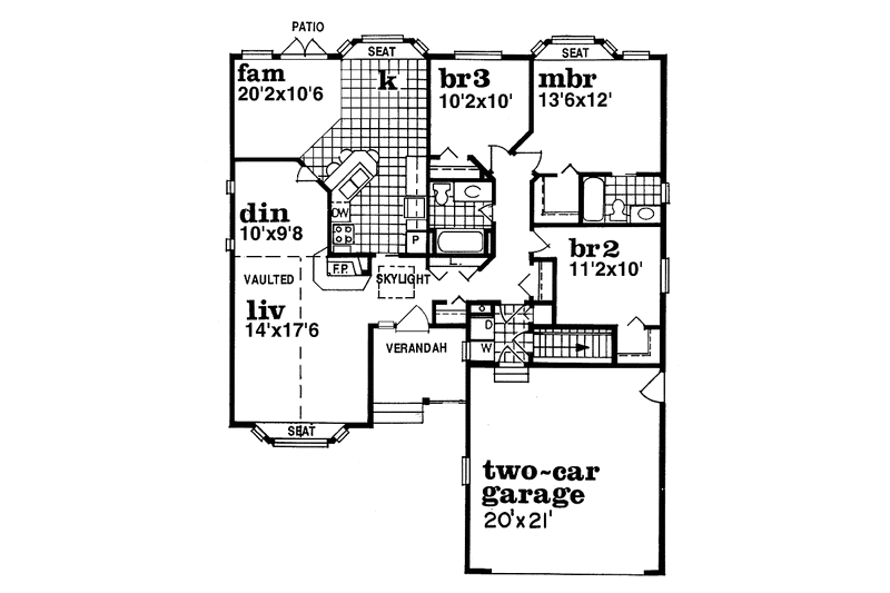 Home Plan - Floor Plan - Main Floor for Ranch House Plan #47-806 - 3 bed, 2 bath