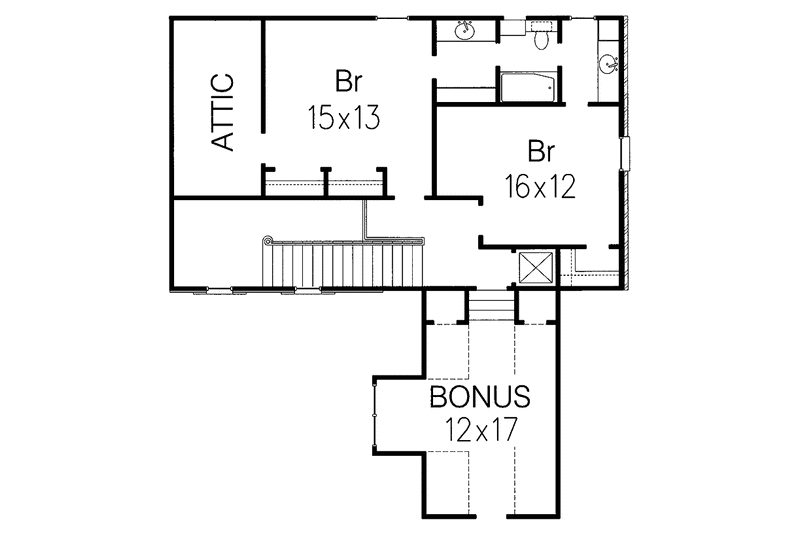 Architectural House Design - Floor Plan - Upper Floor for Traditional House Plan #15-332 - 3 bed, 2.5 bath