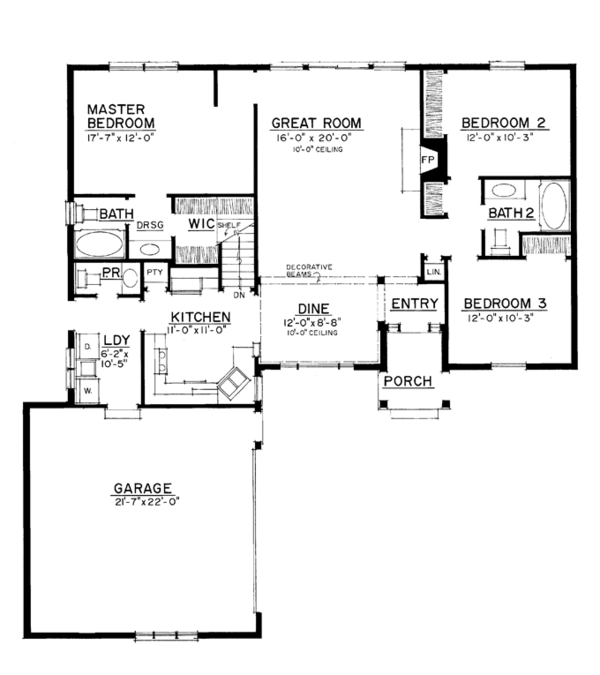 House Design - Country Floor Plan - Main Floor Plan #1016-101