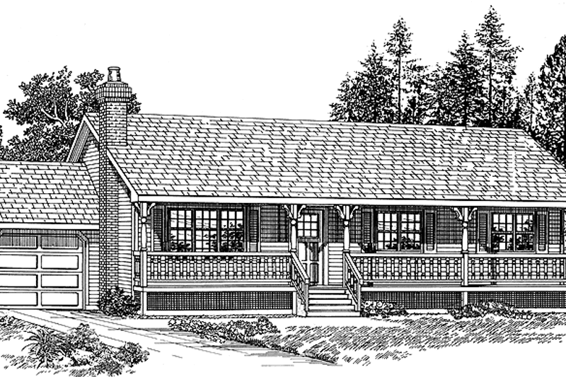 Home Plan - Exterior - Front Elevation 3 for Ranch House Plan #47-801 - 3 bed, 2 bath