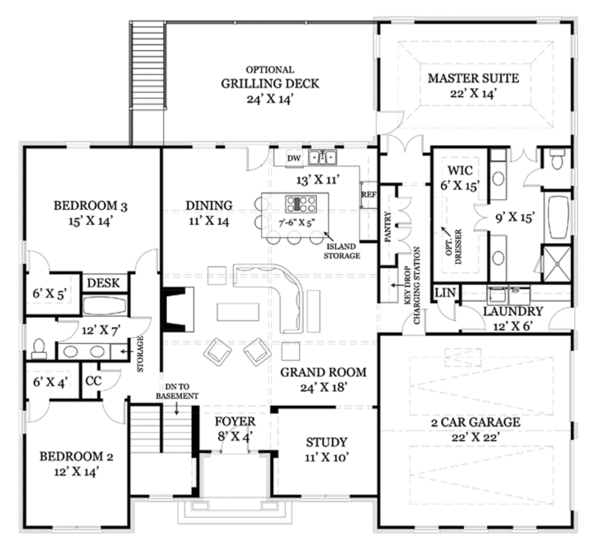 Home Plan - Colonial Floor Plan - Main Floor Plan #119-415