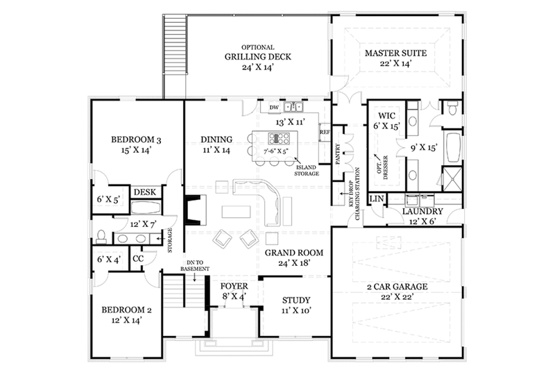 Dream House Plan - Floor Plan - Main Floor for Colonial House Plan #119-415 - 3 bed, 2 bath