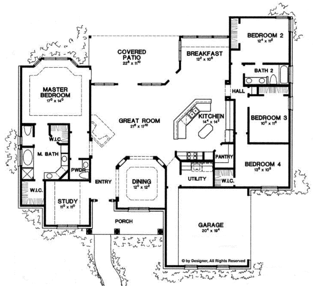 Ranch Style House Plan 4 Beds 2.5 Baths 2500 Sq/Ft Plan