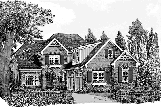 Exterior - Front Elevation 3 for European House Plan #927-438 - 3 bed, 2.5 bath