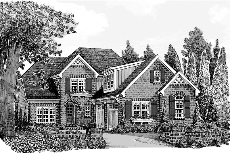 Home Plan - Exterior - Front Elevation 3 for European House Plan #927-438 - 3 bed, 2.5 bath