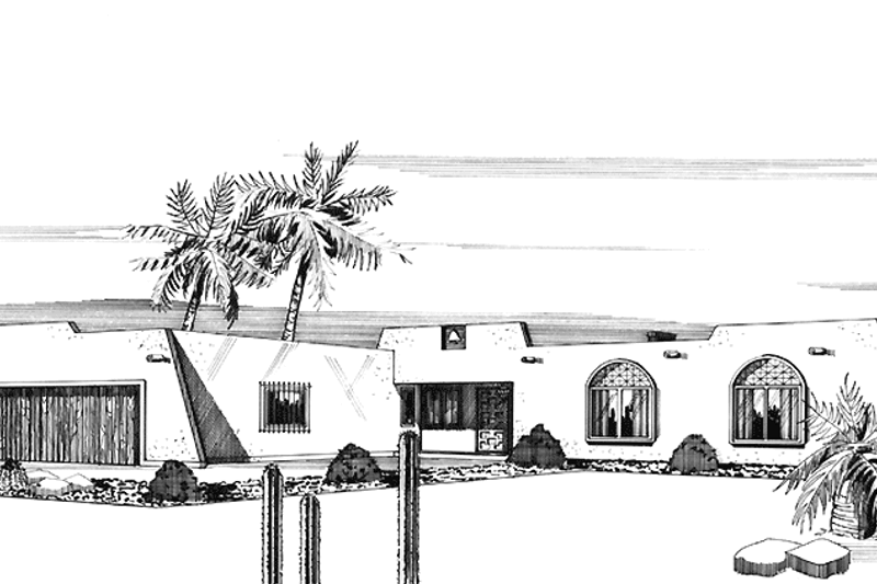 Architectural House Design - Adobe / Southwestern Exterior - Front Elevation Plan #320-1385