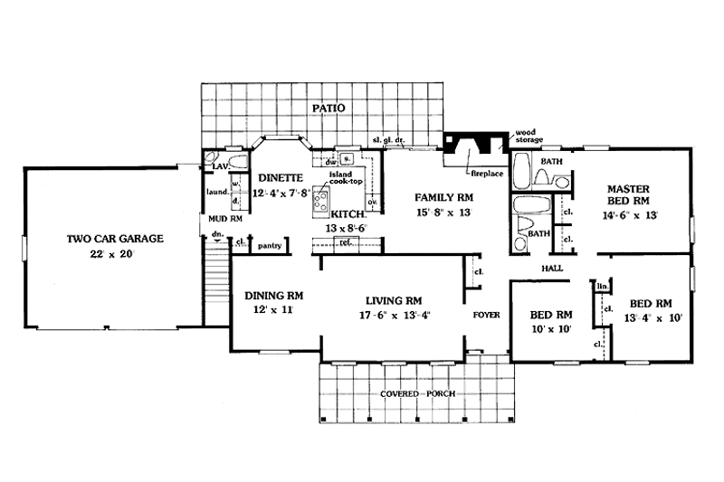 Dream House Plan - Floor Plan - Main Floor for Country House Plan #314-226 - 3 bed, 2.5 bath