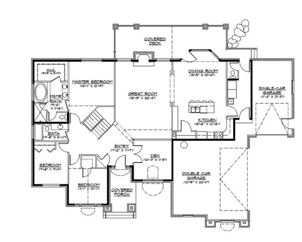 Architectural House Design - Craftsman Floor Plan - Main Floor Plan #945-104