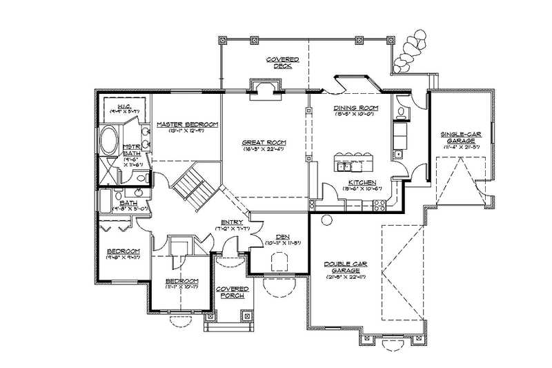 House Blueprint - Floor Plan - Main Floor for Craftsman House Plan #945-104 - 3 bed, 2.5 bath