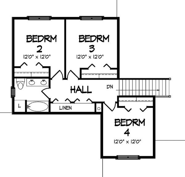 Architectural House Design - Traditional Floor Plan - Upper Floor Plan #320-1458