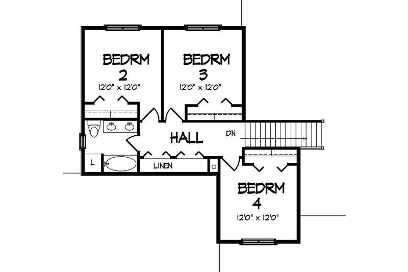 Home Plan - Floor Plan - Upper Floor for Traditional House Plan #320-1458 - 4 bed, 2.5 bath