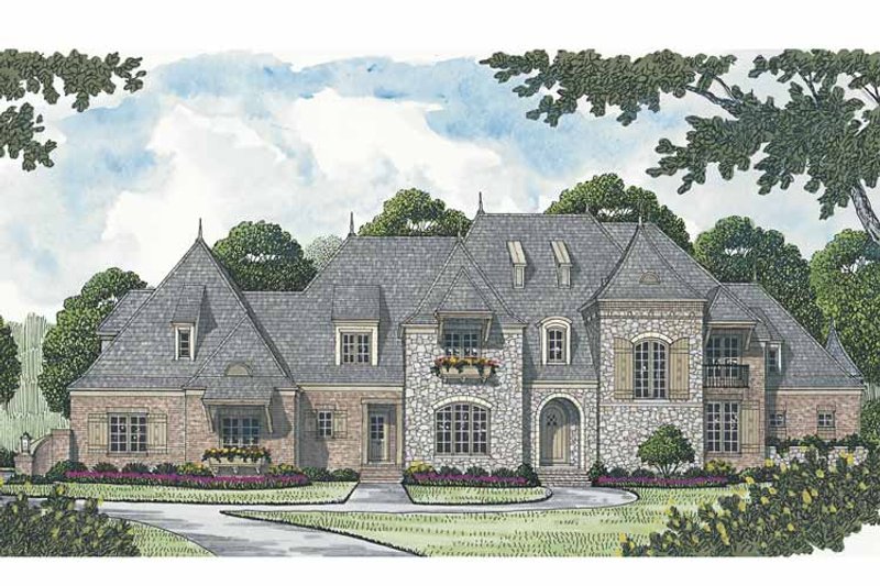 Home Plan - Exterior - Front Elevation 3 for European House Plan #453-597 - 4 bed, 4 bath