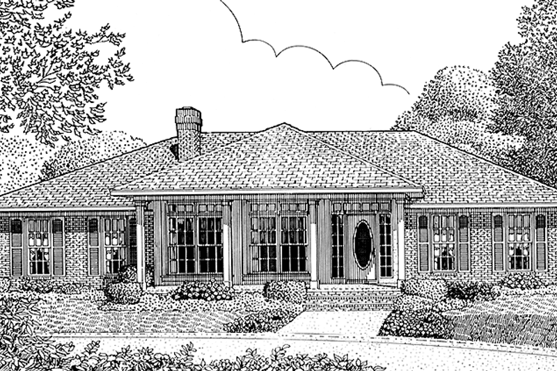 Home Plan - Exterior - Front Elevation 3 for Mediterranean House Plan #11-243 - 3 bed, 2.5 bath