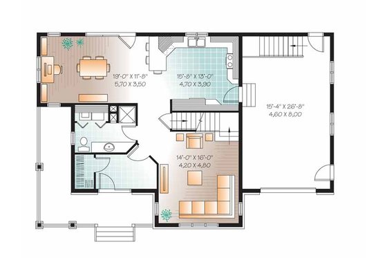 Floor Plan - Main Floor for Country House Plan #23-2555 - 3 bed, 2 bath