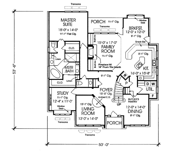 House Plan Design - Country Floor Plan - Main Floor Plan #974-54