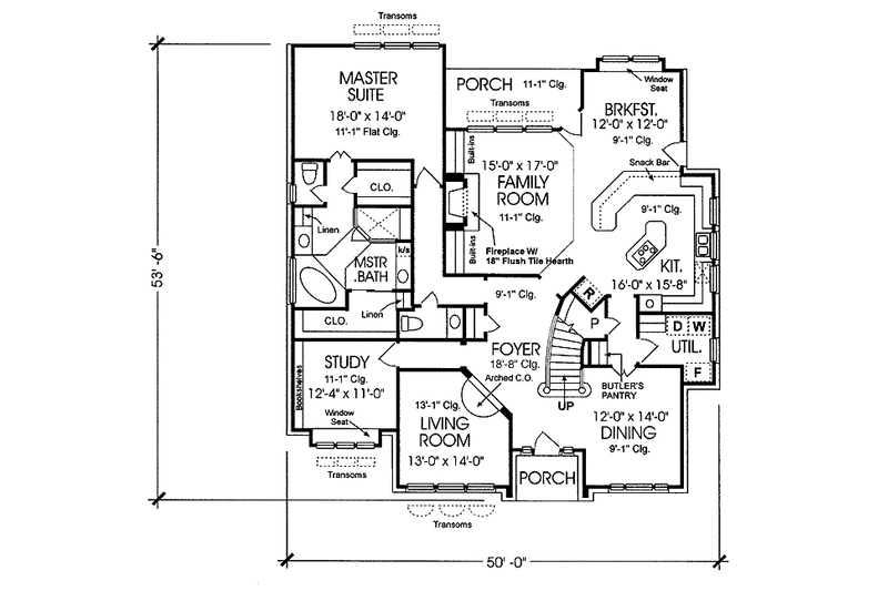 Dream House Plan - Floor Plan - Main Floor for Country House Plan #974-54 - 4 bed, 3.5 bath