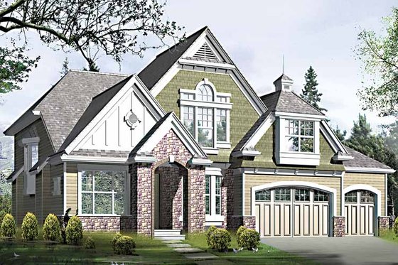 Exterior - Front Elevation 3 for Country House Plan #132-416 - 5 bed, 4.5 bath