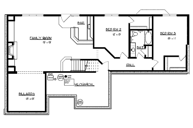 Home Plan - Floor Plan - Lower Floor for Prairie House Plan #320-996 - 3 bed, 2.5 bath