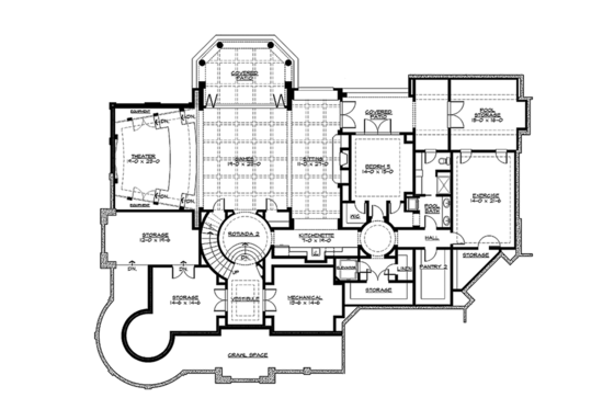 Floor Plan - Lower Floor for Craftsman House Plan #132-565 - 5 bed, 5 bath