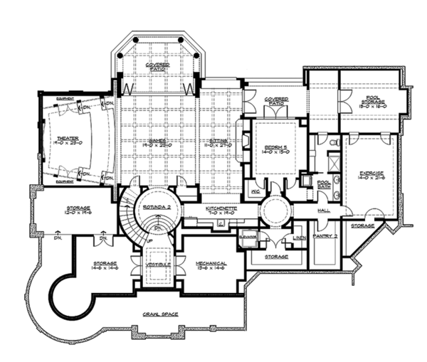 Craftsman Floor Plan - Lower Floor Plan #132-565