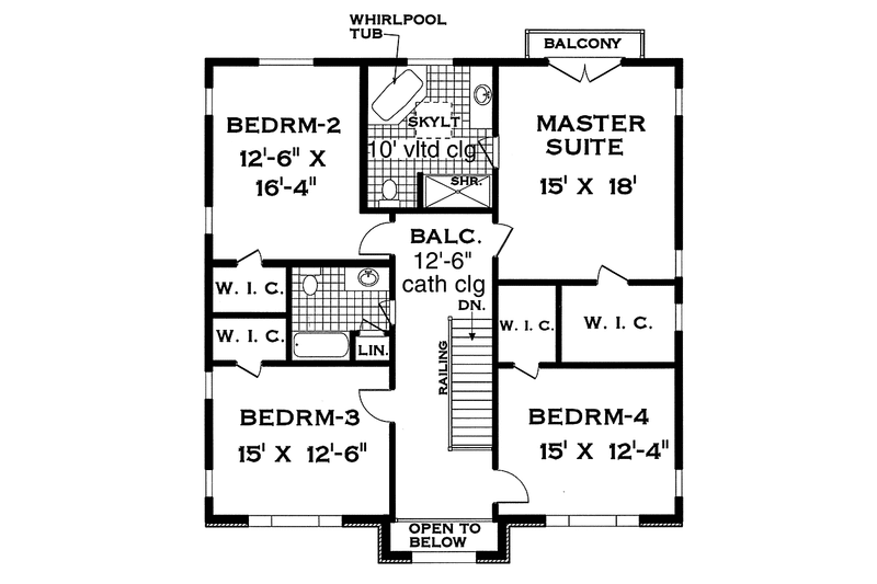 Dream House Plan - Floor Plan - Upper Floor for Country House Plan #3-282 - 4 bed, 2.5 bath
